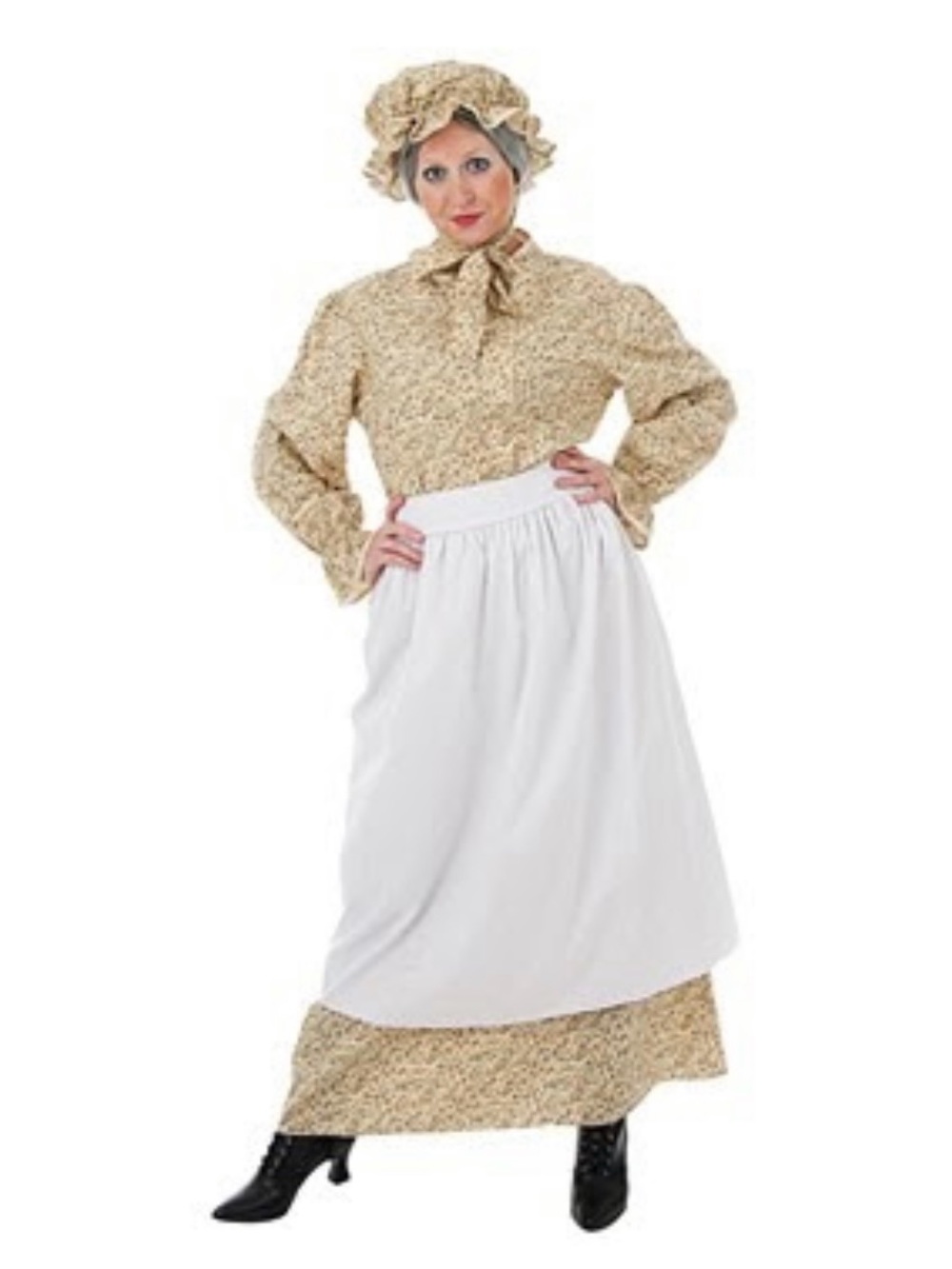 Classic Prairie Maxi Skirt with White Apron - Women's Old Maid
